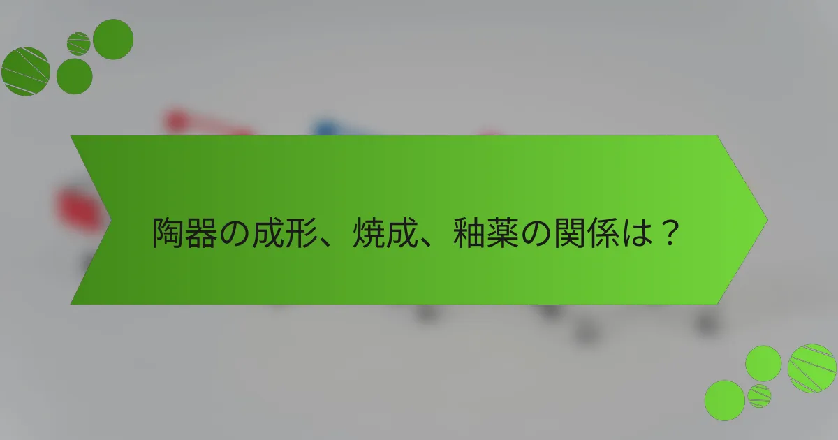 陶器の成形、焼成、釉薬の関係は?